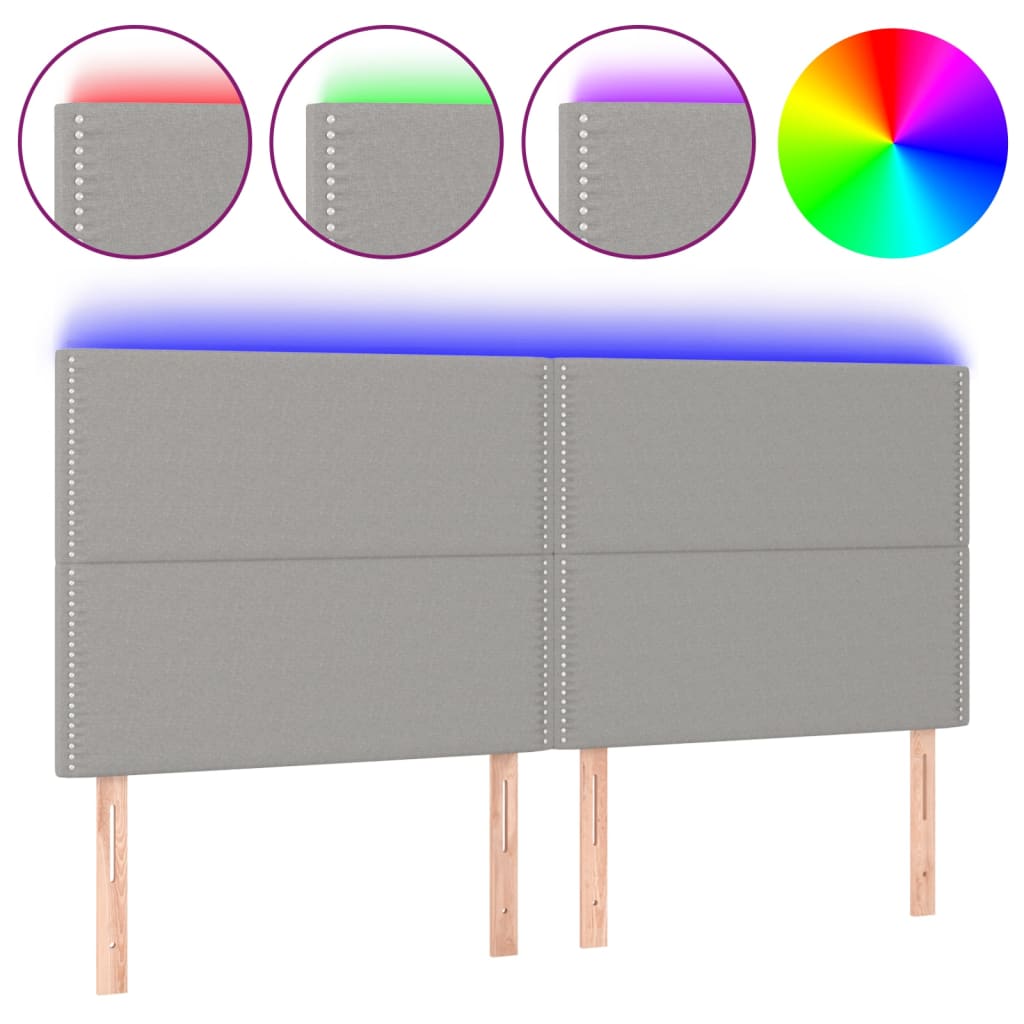 Hoofdbord LED 180x5x118/128 cm stof lichtgrijs is nu te koop bij PeponiXL, paradijselijk wonen!