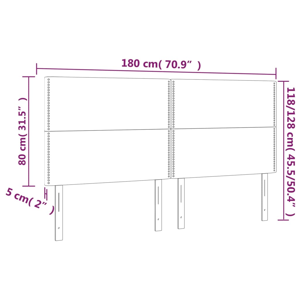 Hoofdbord LED 180x5x118/128 cm stof lichtgrijs is nu te koop bij PeponiXL, paradijselijk wonen!