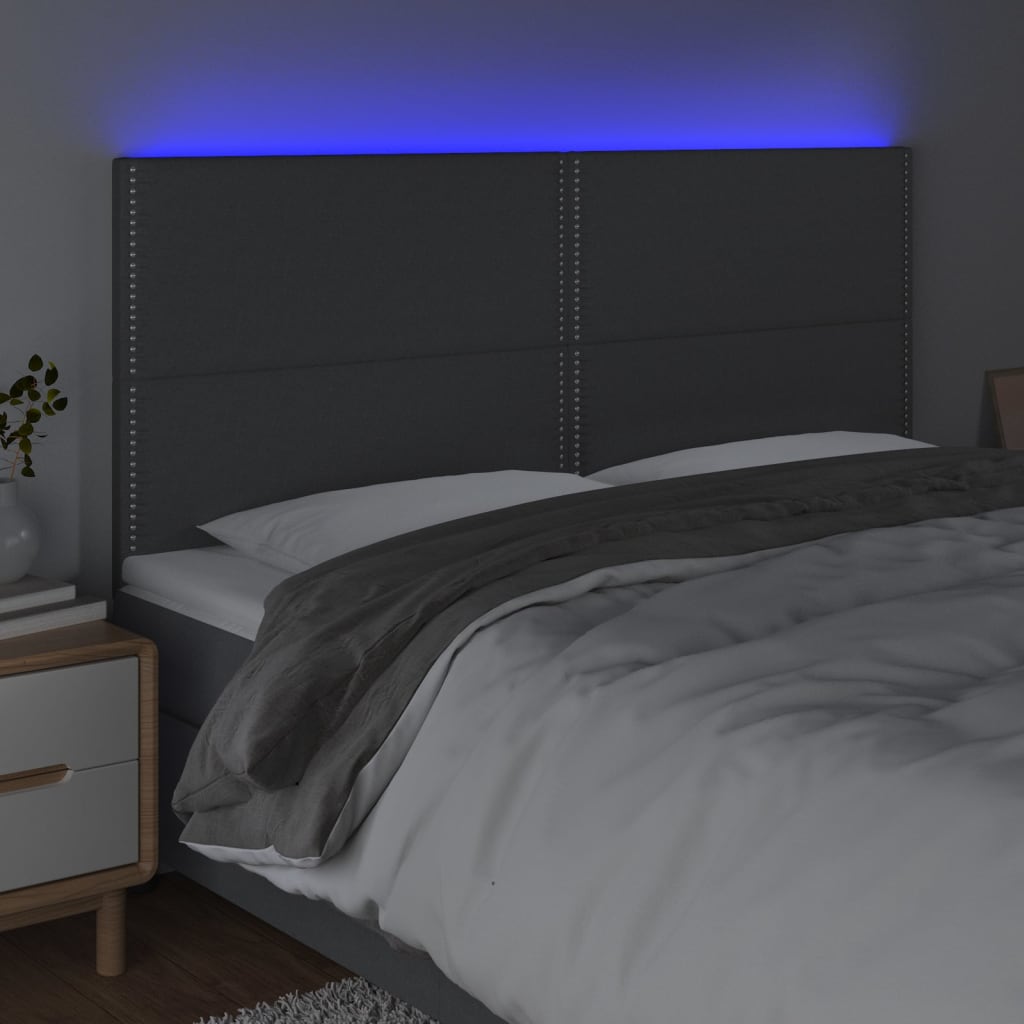 Hoofdbord LED 180x5x118/128 cm stof donkergrijs is nu te koop bij PeponiXL, paradijselijk wonen!