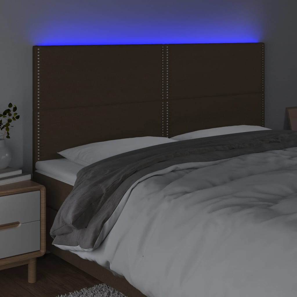 Hoofdbord LED 180x5x118/128 cm stof donkerbruin is nu te koop bij PeponiXL, paradijselijk wonen!