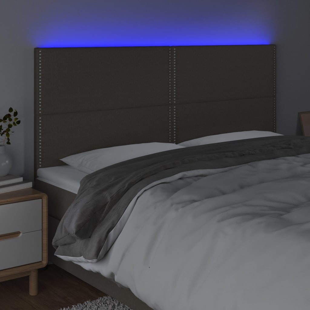 Hoofdbord LED 180x5x118/128 cm stof taupe is nu te koop bij PeponiXL, paradijselijk wonen!