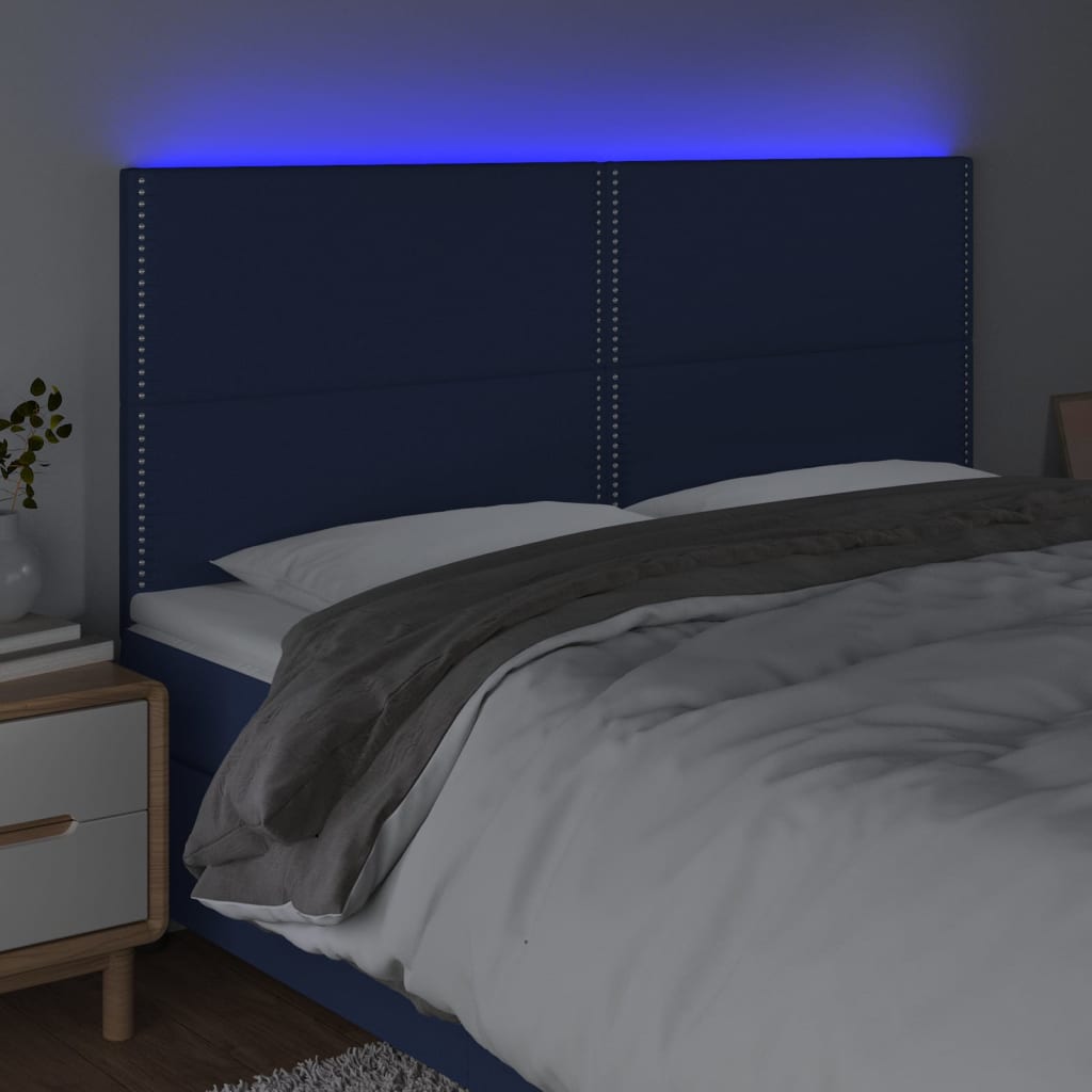 Hoofdbord LED 180x5x118/128 cm stof blauw is nu te koop bij PeponiXL, paradijselijk wonen!