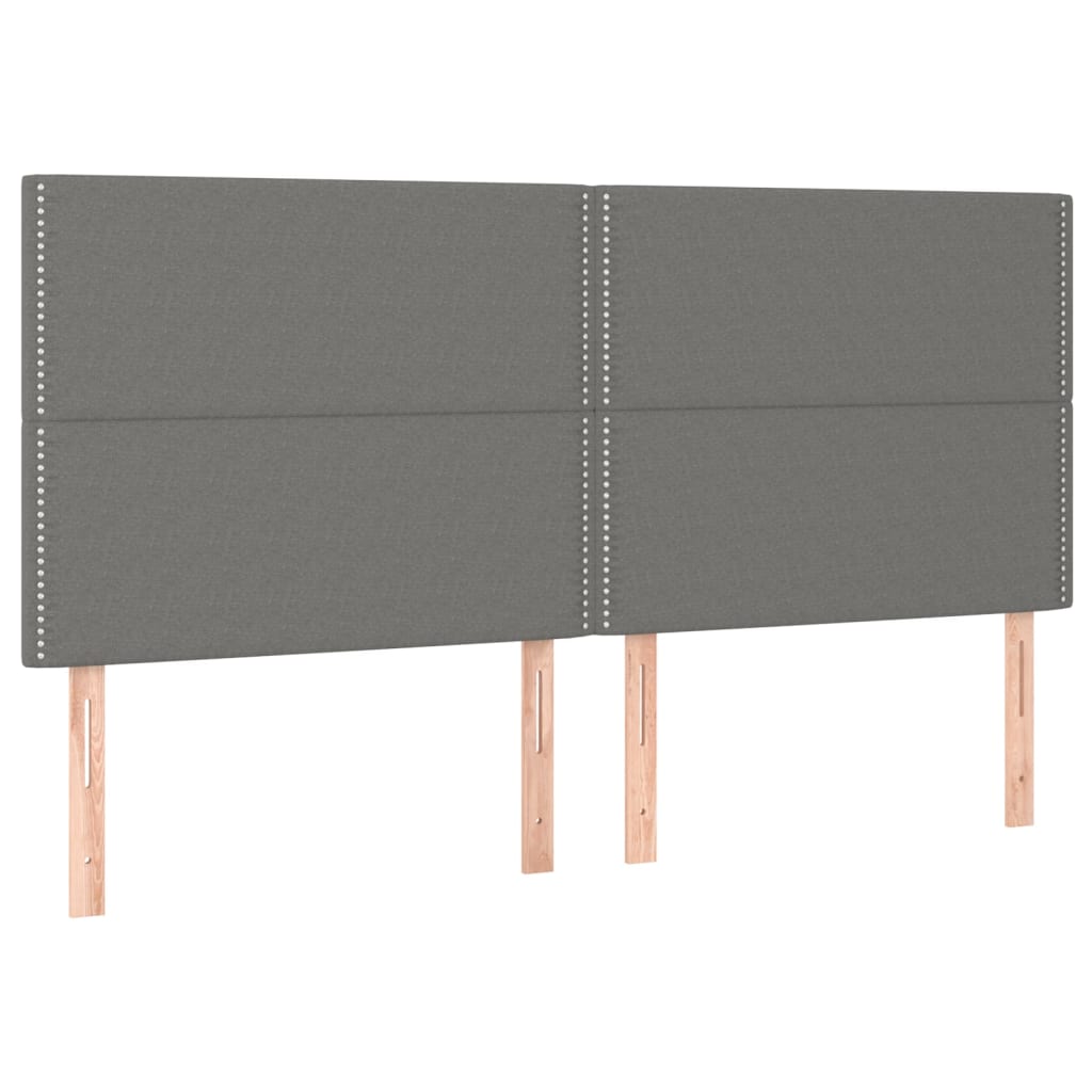 Hoofdbord LED 200x5x118/128 cm stof donkergrijs is nu te koop bij PeponiXL, paradijselijk wonen!