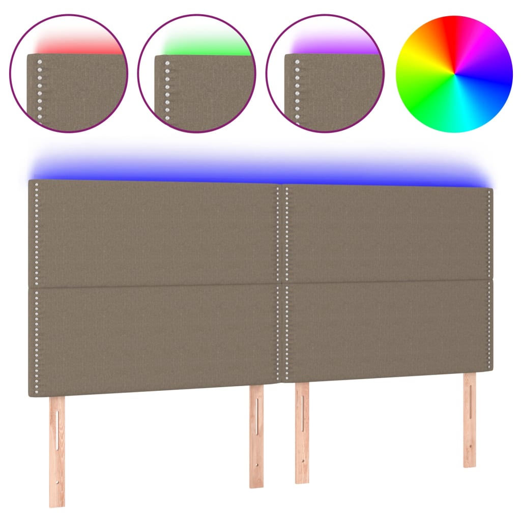 Hoofdbord LED 200x5x118/128 cm stof taupe is nu te koop bij PeponiXL, paradijselijk wonen!