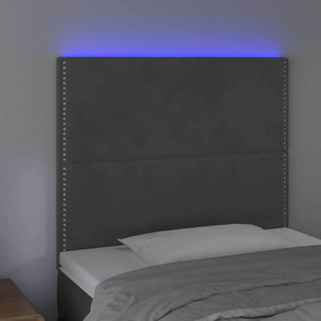 Hoofdbord LED 80x5x118/128 cm fluweel donkergrijs is nu te koop bij PeponiXL, paradijselijk wonen!