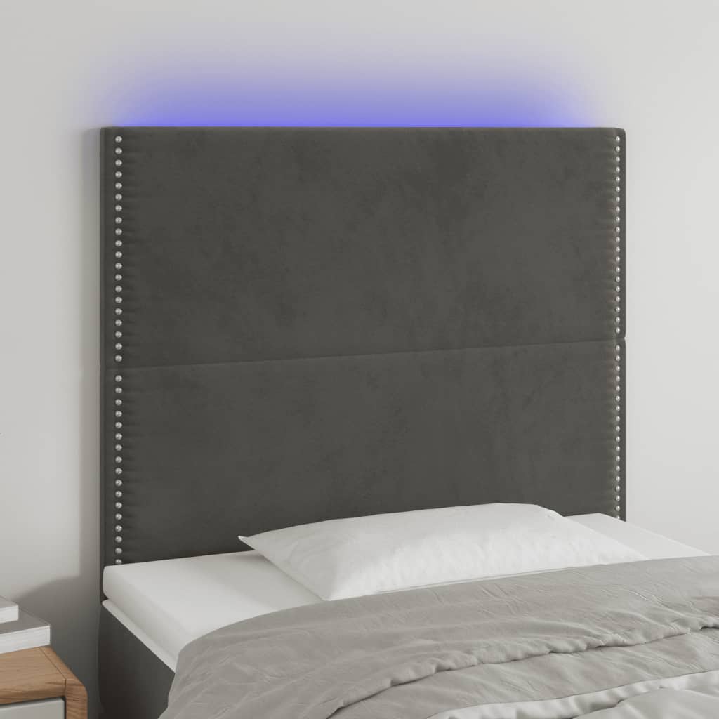 Hoofdbord LED 80x5x118/128 cm fluweel donkergrijs is nu te koop bij PeponiXL, paradijselijk wonen!
