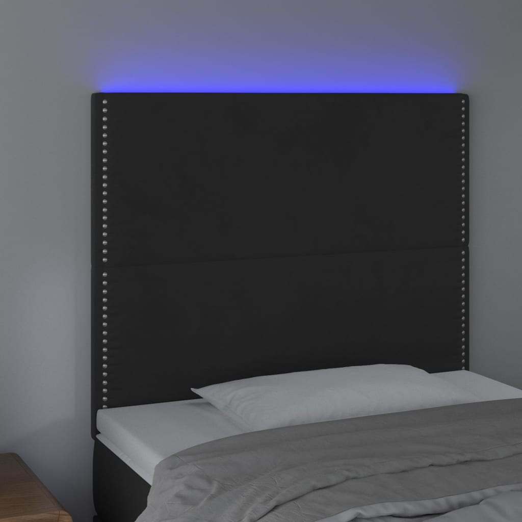 Hoofdbord LED 80x5x118/128 cm fluweel zwart is nu te koop bij PeponiXL, paradijselijk wonen!