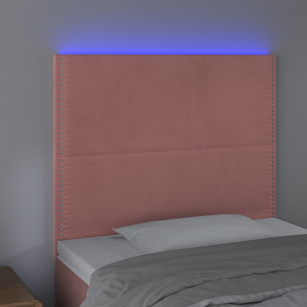 Hoofdbord LED 80x5x118/128 cm fluweel roze is nu te koop bij PeponiXL, paradijselijk wonen!