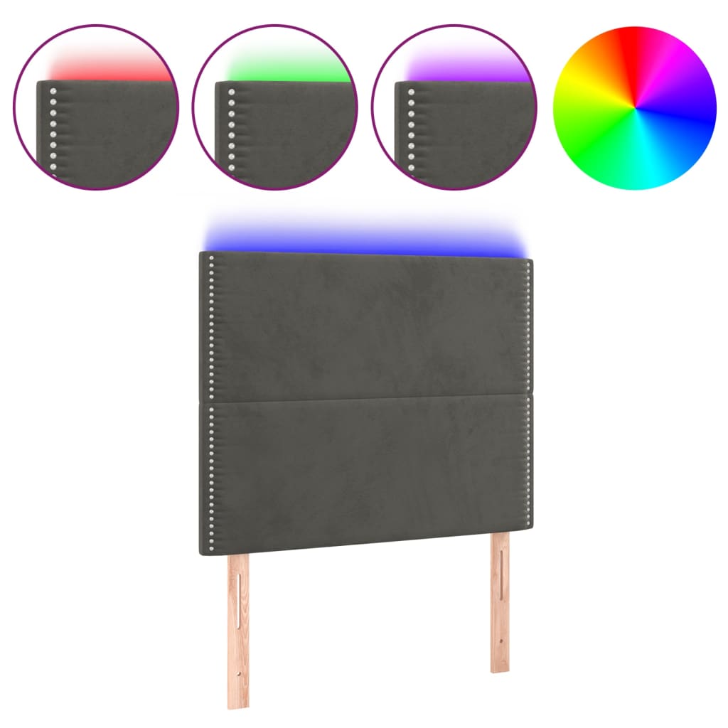 Hoofdbord LED 90x5x118/128 cm fluweel donkergrijs is nu te koop bij PeponiXL, paradijselijk wonen!
