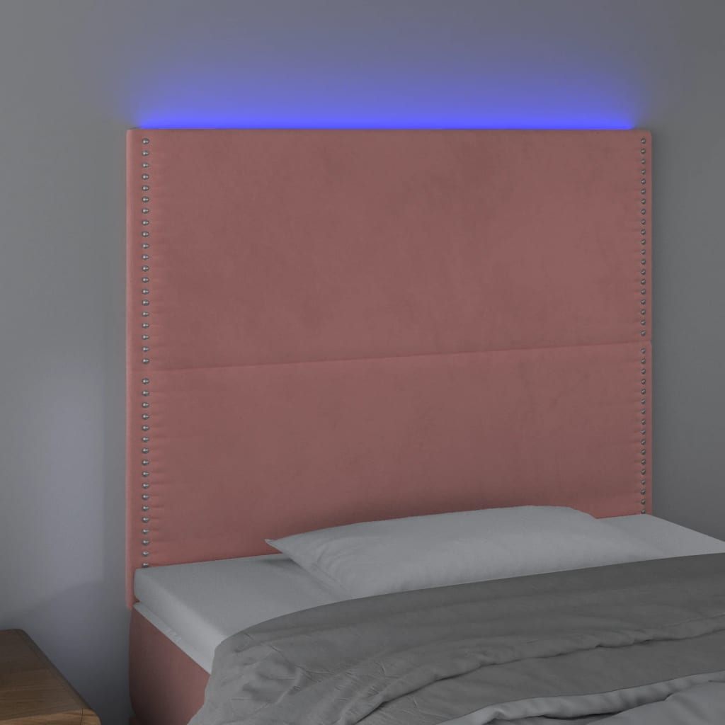 Hoofdbord LED 90x5x118/128 cm fluweel roze is nu te koop bij PeponiXL, paradijselijk wonen!