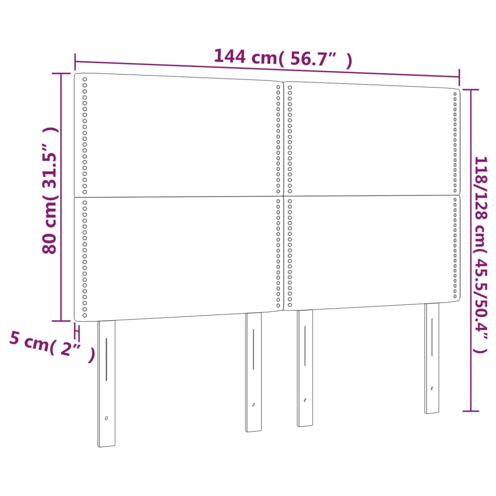 Hoofdbord LED 144x5x118/128 cm fluweel lichtgrijs is nu te koop bij PeponiXL, paradijselijk wonen!