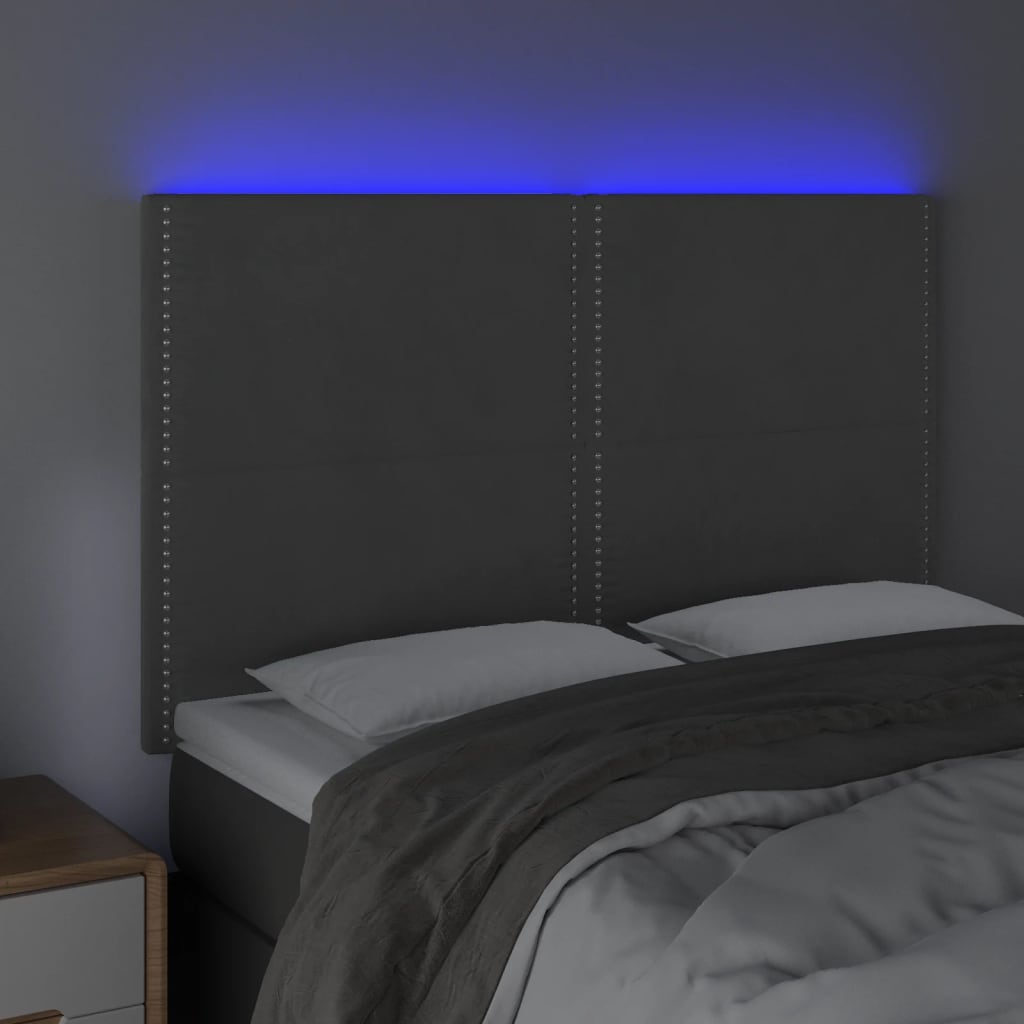 Hoofdbord LED 144x5x118/128 cm fluweel donkergrijs is nu te koop bij PeponiXL, paradijselijk wonen!