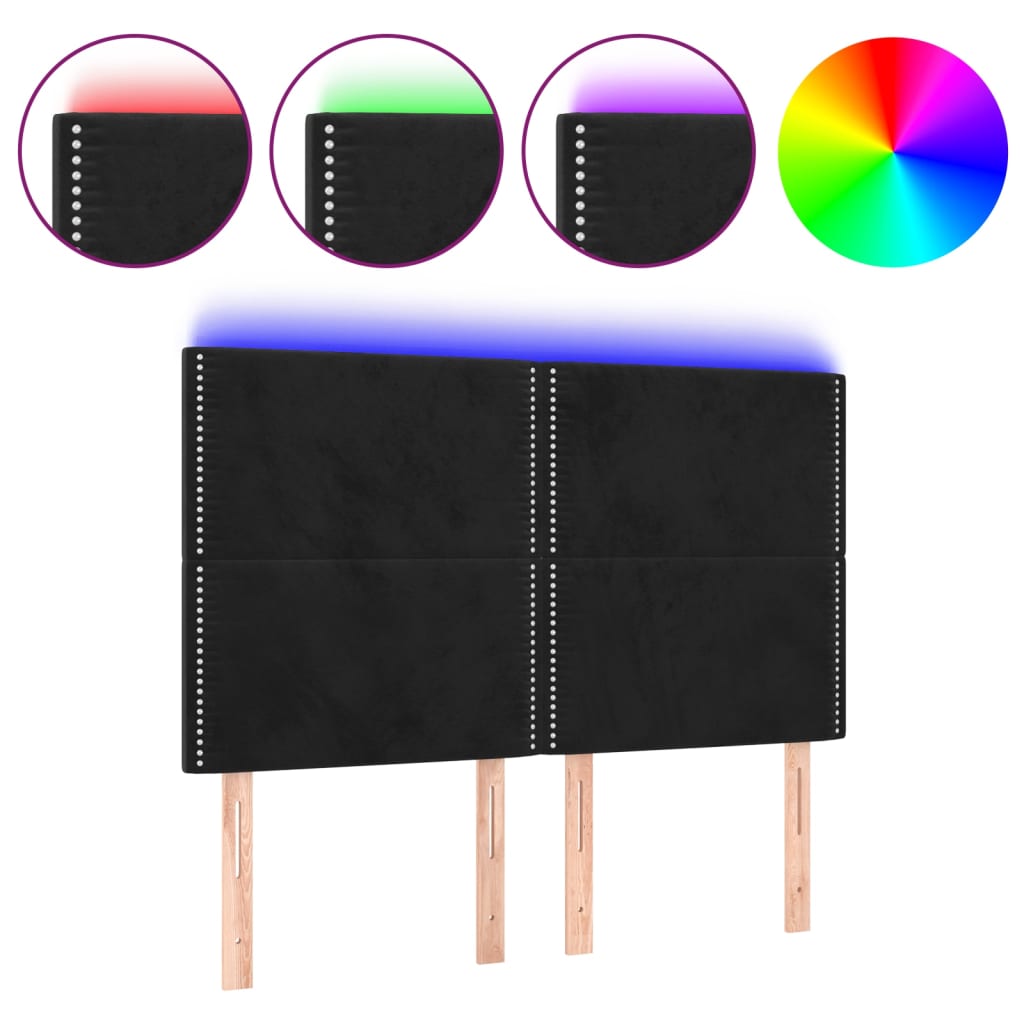 Hoofdbord LED 144x5x118/128 cm fluweel zwart is nu te koop bij PeponiXL, paradijselijk wonen!