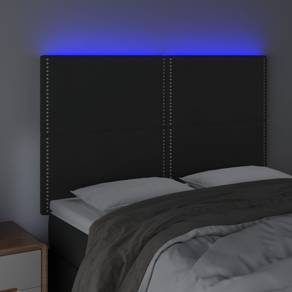 Hoofdbord LED 144x5x118/128 cm fluweel zwart is nu te koop bij PeponiXL, paradijselijk wonen!