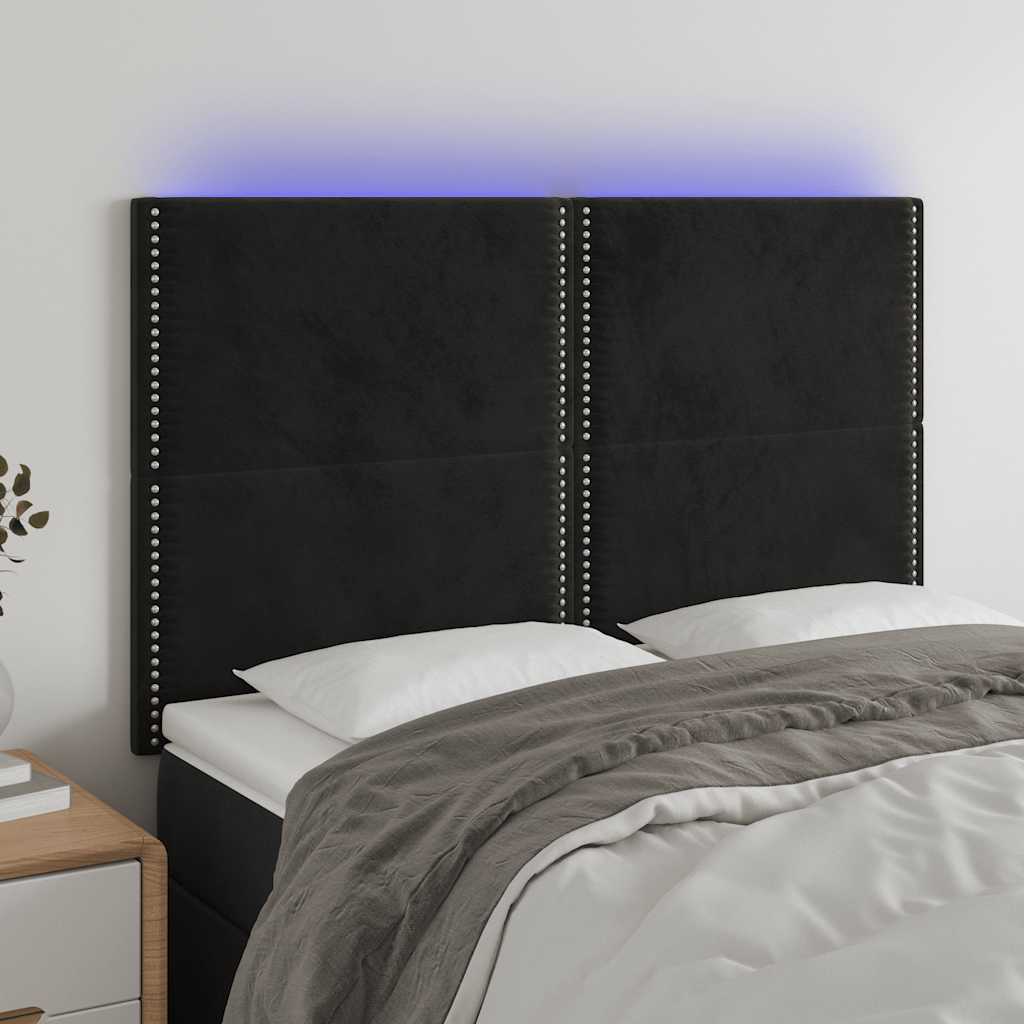 Hoofdbord LED 144x5x118/128 cm fluweel zwart is nu te koop bij PeponiXL, paradijselijk wonen!