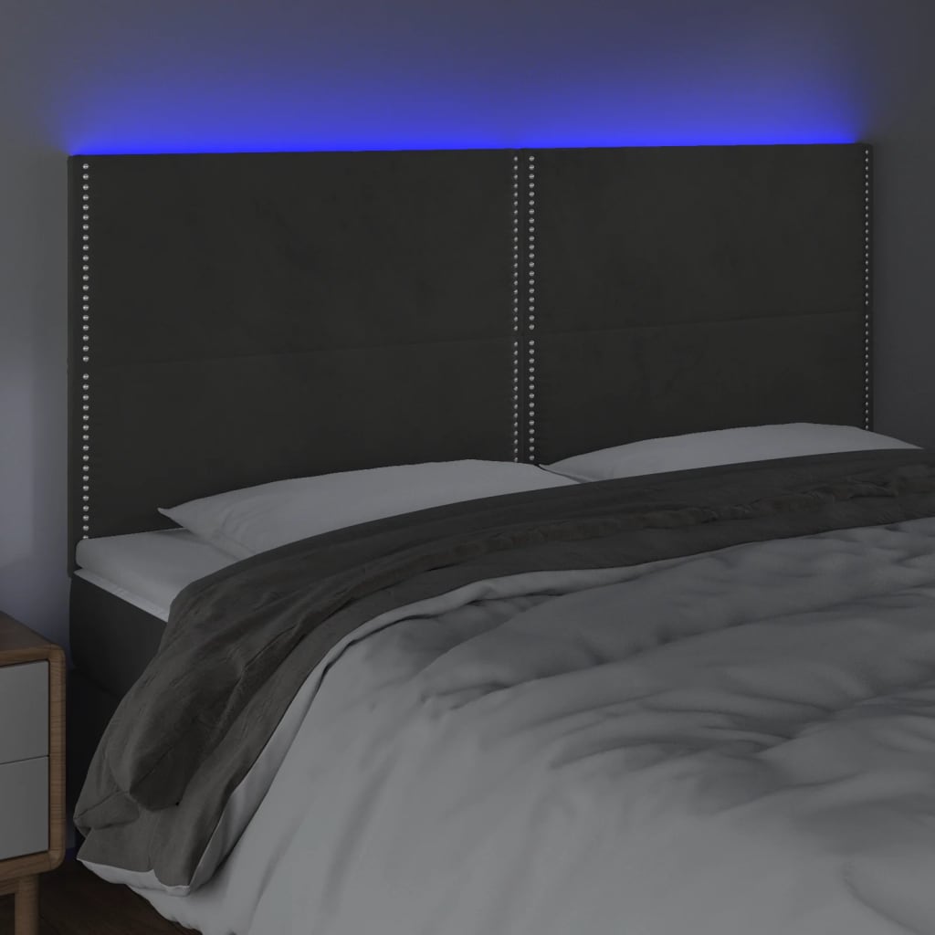 Hoofdbord LED 160x5x118/128 cm fluweel donkergrijs is nu te koop bij PeponiXL, paradijselijk wonen!