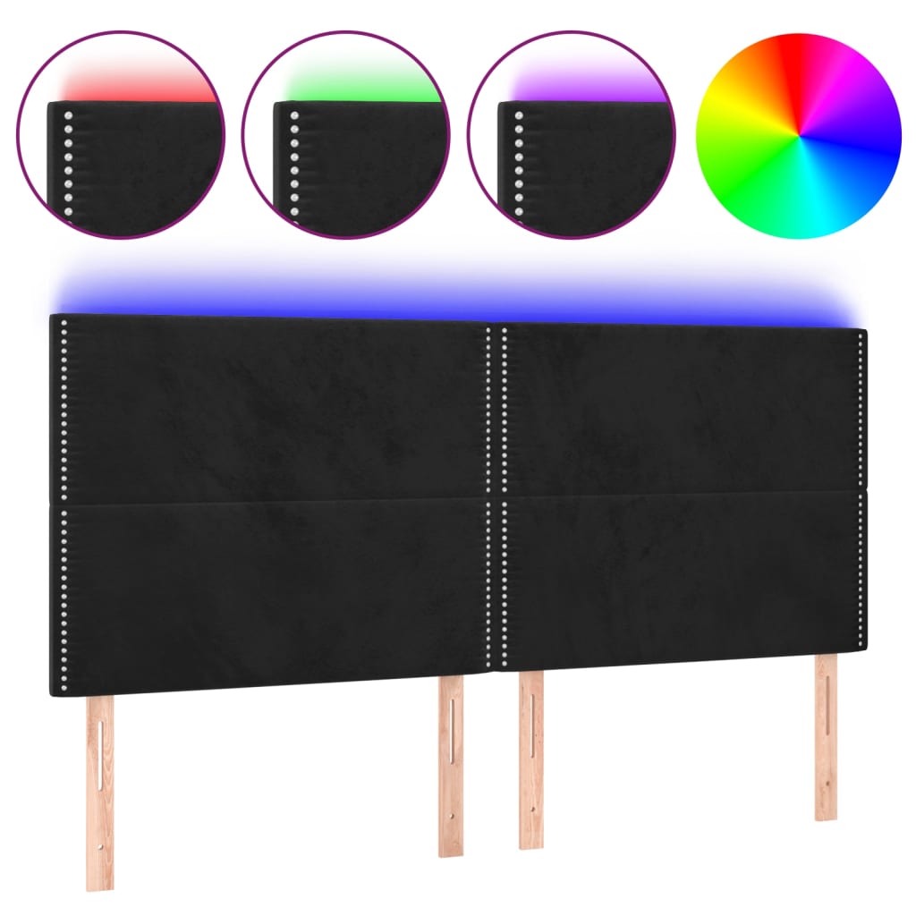 Hoofdbord LED 160x5x118/128 cm fluweel zwart is nu te koop bij PeponiXL, paradijselijk wonen!