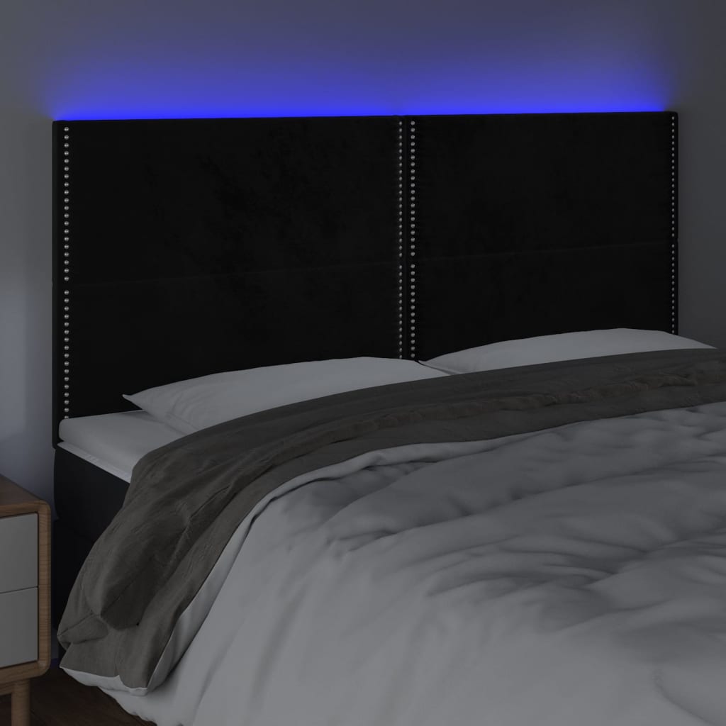 Hoofdbord LED 160x5x118/128 cm fluweel zwart is nu te koop bij PeponiXL, paradijselijk wonen!