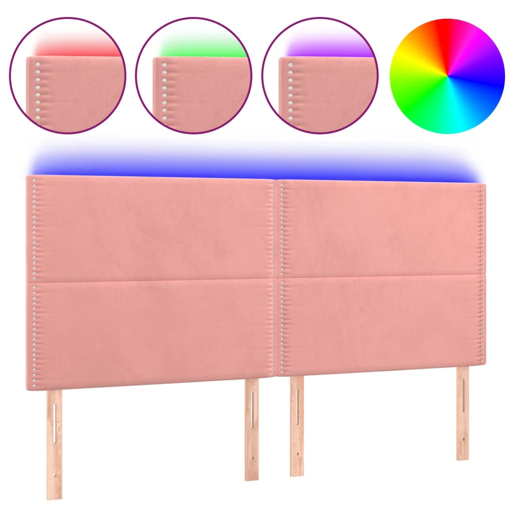 Hoofdbord LED 160x5x118/128 cm fluweel roze is nu te koop bij PeponiXL, paradijselijk wonen!