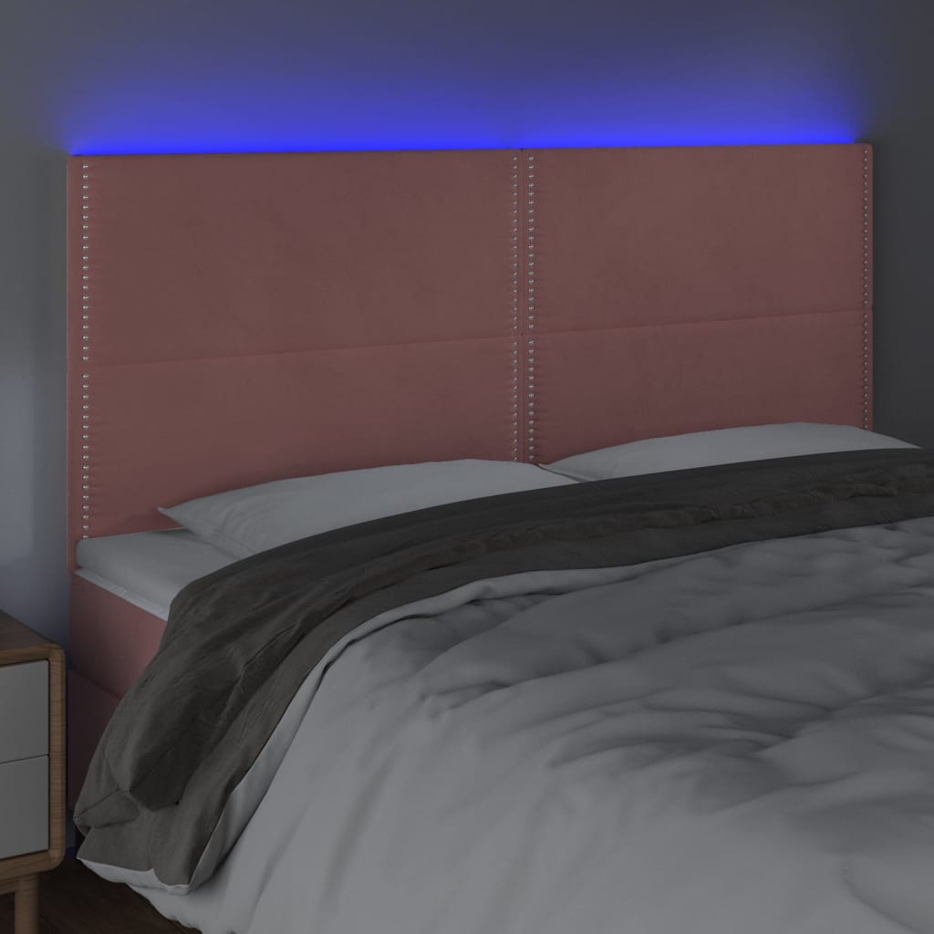 Hoofdbord LED 160x5x118/128 cm fluweel roze is nu te koop bij PeponiXL, paradijselijk wonen!