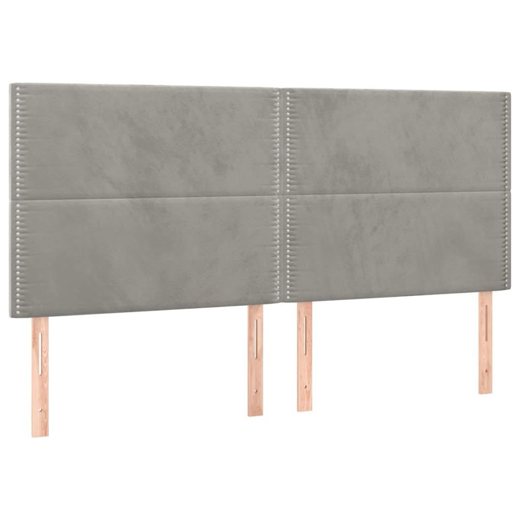 Hoofdbord LED 200x5x118/128 cm fluweel lichtgrijs is nu te koop bij PeponiXL, paradijselijk wonen!