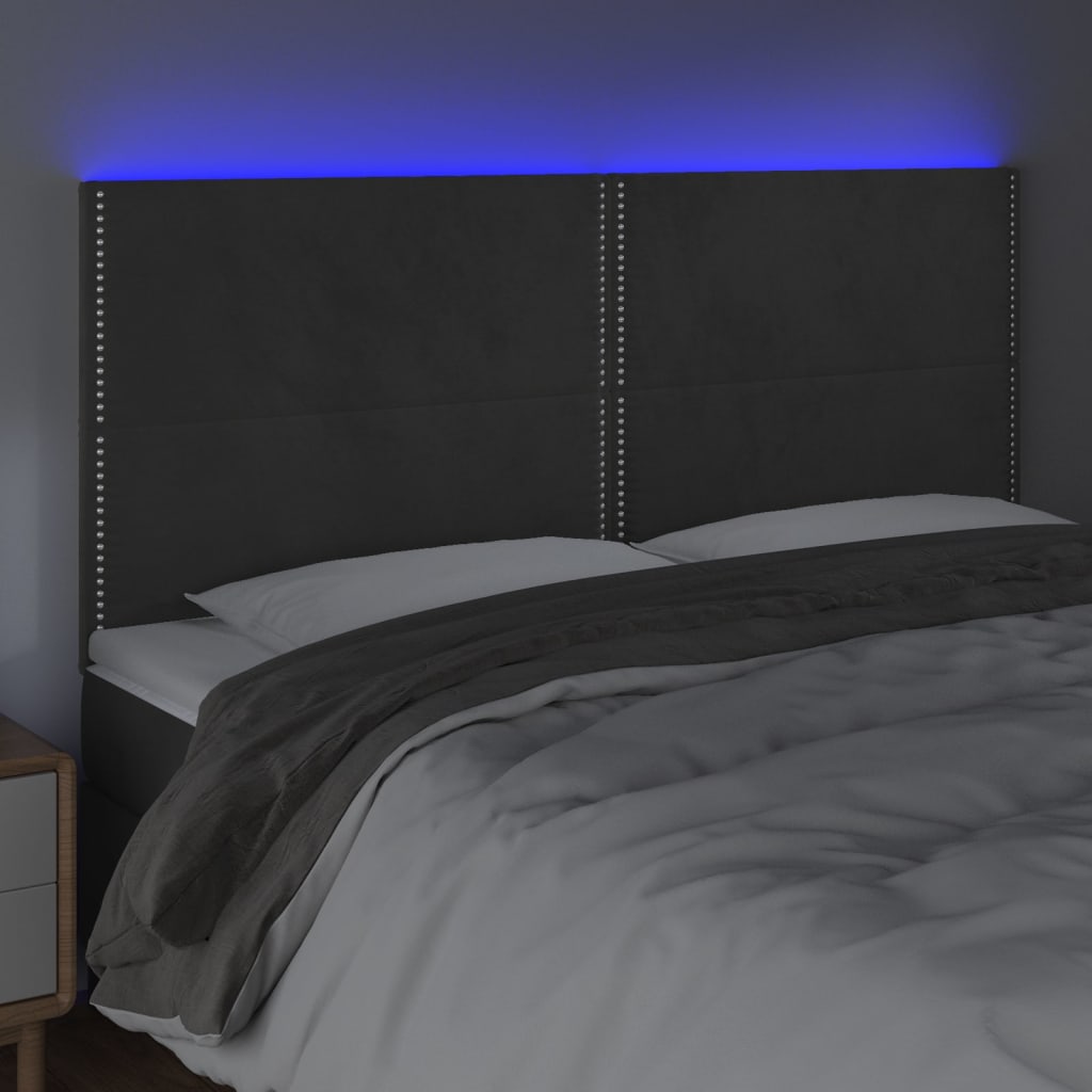 Hoofdbord LED 200x5x118/128 cm fluweel donkergrijs is nu te koop bij PeponiXL, paradijselijk wonen!