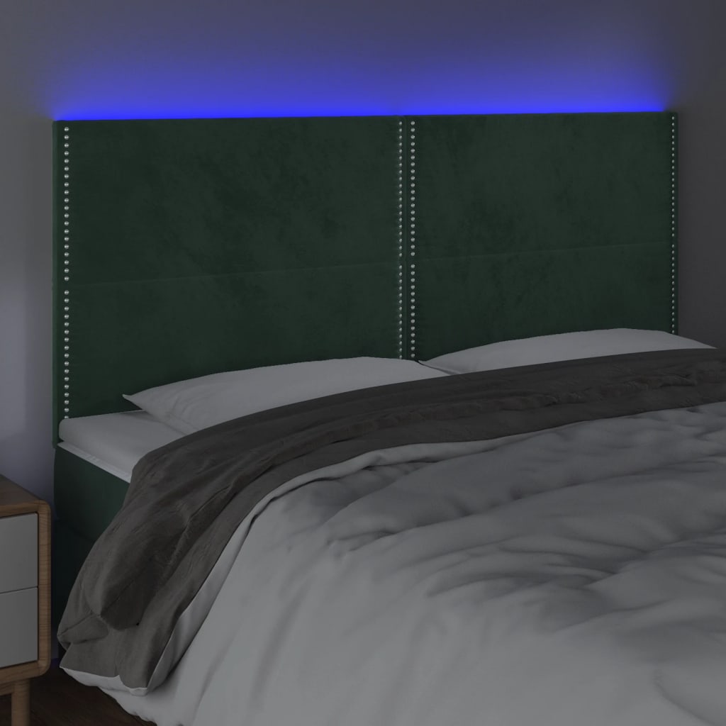 Hoofdbord LED 200x5x118/128 cm fluweel donkergroen is nu te koop bij PeponiXL, paradijselijk wonen!