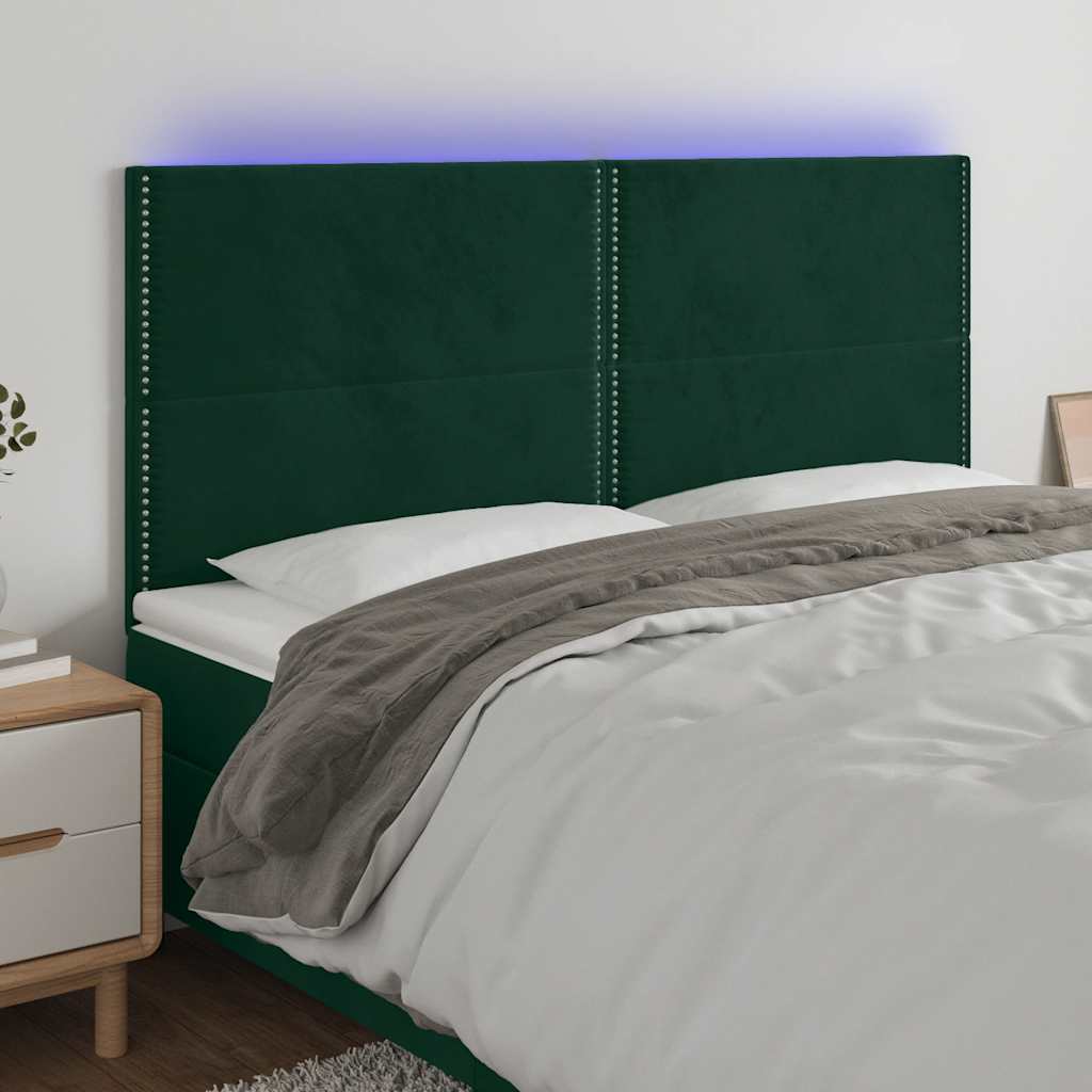 Hoofdbord LED 200x5x118/128 cm fluweel donkergroen is nu te koop bij PeponiXL, paradijselijk wonen!