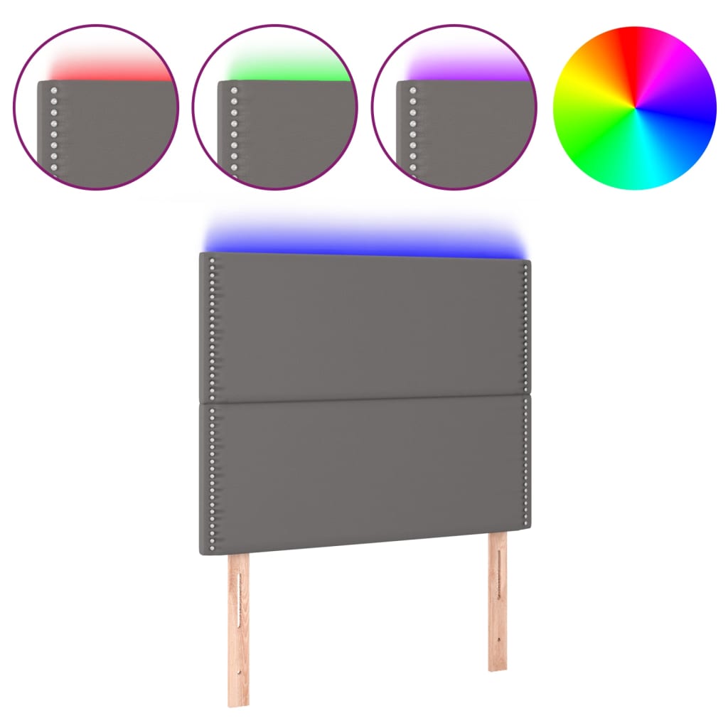 Hoofdbord LED 90x5x118/128 cm kunstleer grijs is nu te koop bij PeponiXL, paradijselijk wonen!