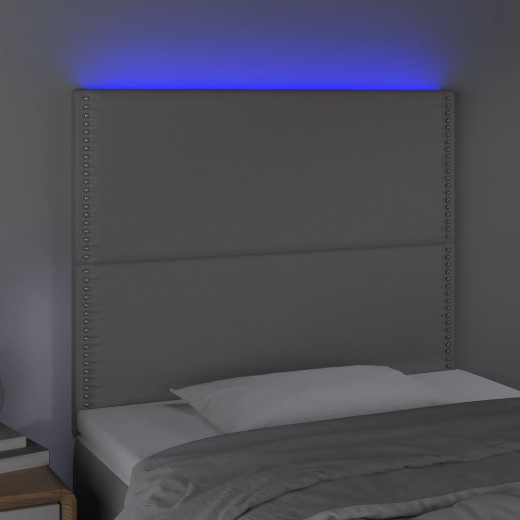 Hoofdbord LED 90x5x118/128 cm kunstleer grijs is nu te koop bij PeponiXL, paradijselijk wonen!