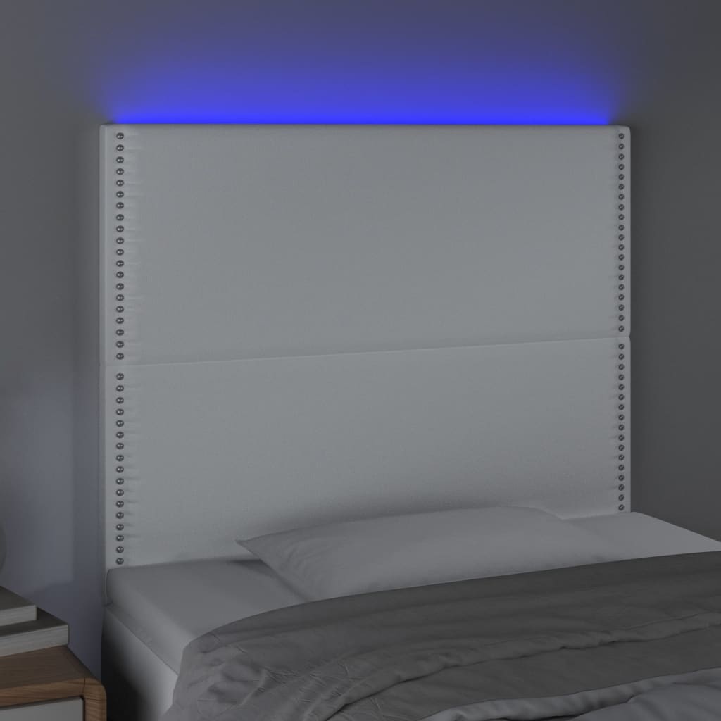 Hoofdbord LED 100x5x118/128 cm kunstleer wit is nu te koop bij PeponiXL, paradijselijk wonen!