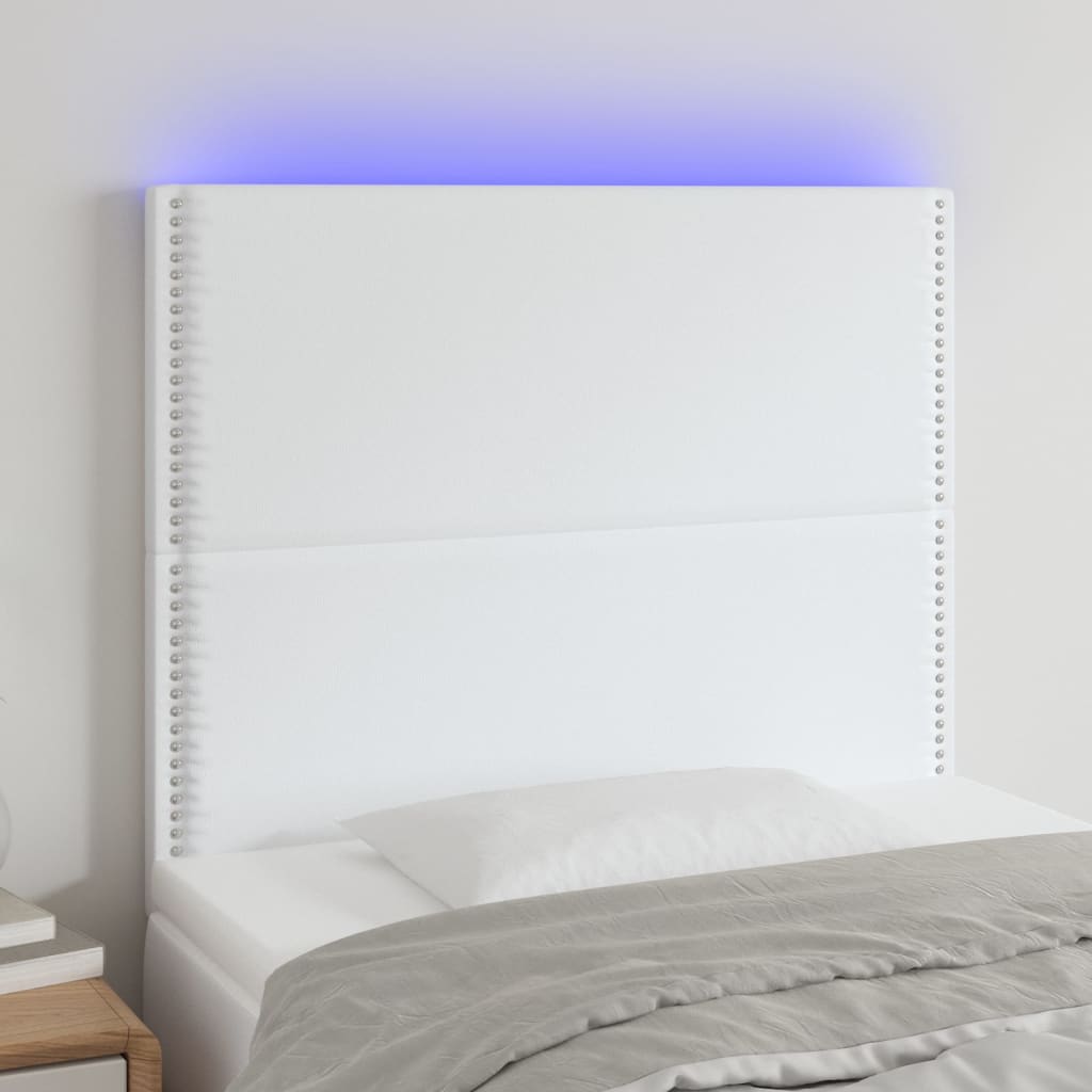 Hoofdbord LED 100x5x118/128 cm kunstleer wit is nu te koop bij PeponiXL, paradijselijk wonen!