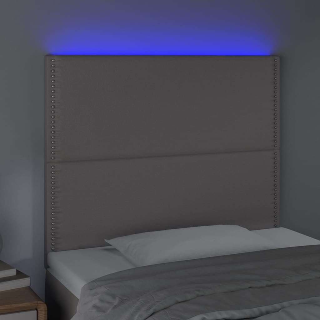 Hoofdbord LED 100x5x118/128 cm kunstleer grijs is nu te koop bij PeponiXL, paradijselijk wonen!
