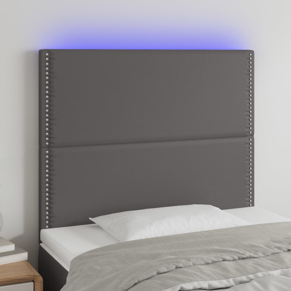Hoofdbord LED 100x5x118/128 cm kunstleer grijs is nu te koop bij PeponiXL, paradijselijk wonen!