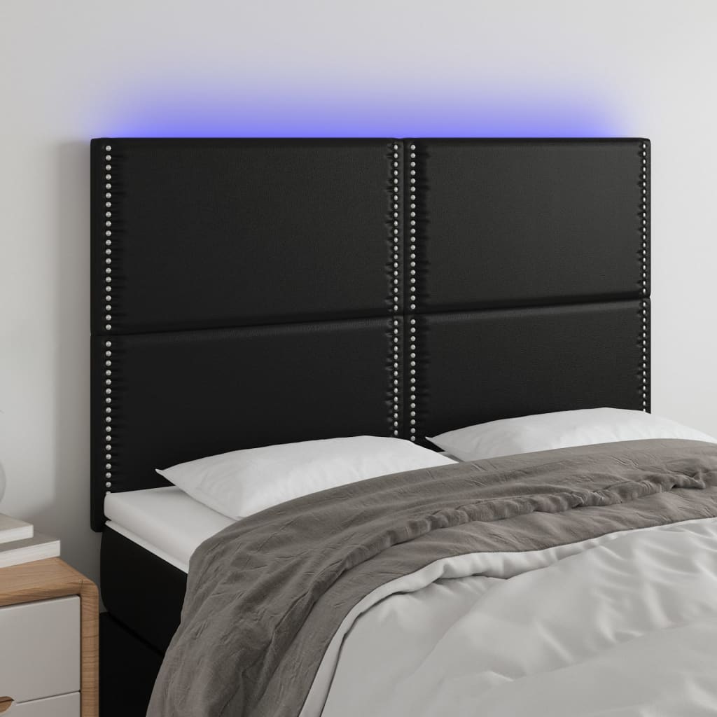 Hoofdbord LED 144x5x118/128 cm kunstleer zwart is nu te koop bij PeponiXL, paradijselijk wonen!