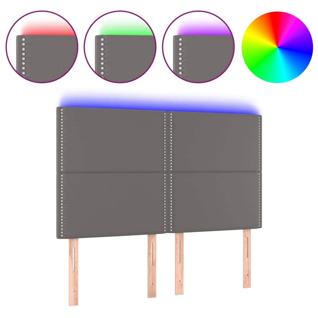 Hoofdbord LED 144x5x118/128 cm kunstleer grijs is nu te koop bij PeponiXL, paradijselijk wonen!