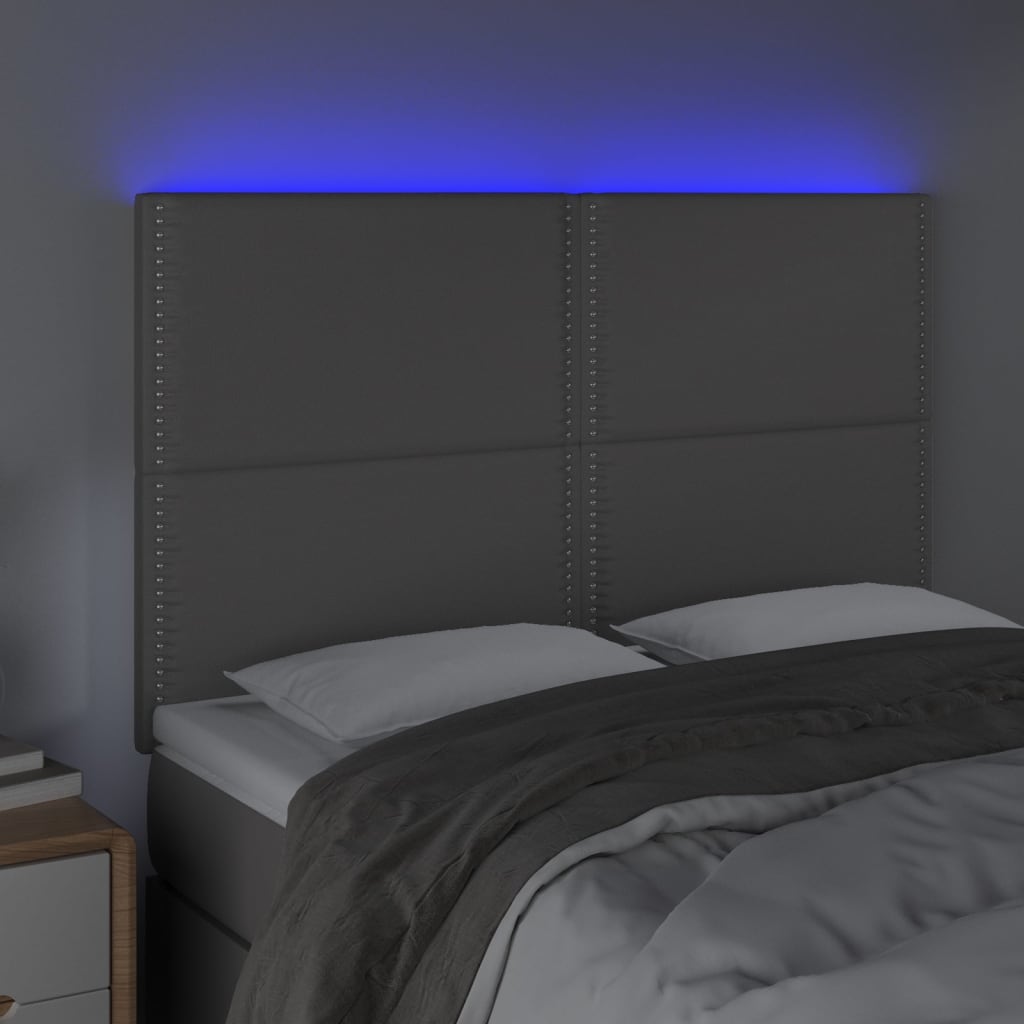 Hoofdbord LED 144x5x118/128 cm kunstleer grijs is nu te koop bij PeponiXL, paradijselijk wonen!