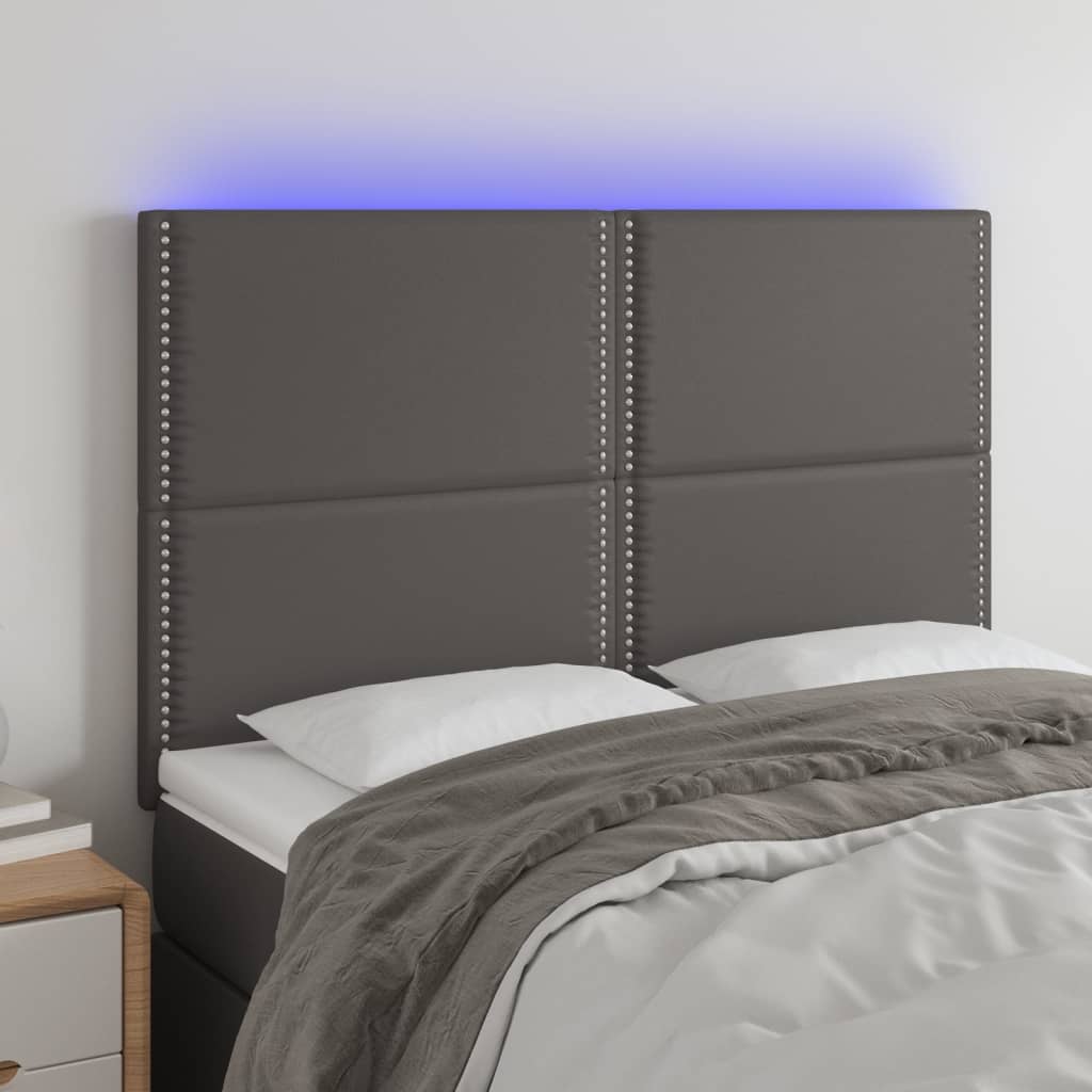 Hoofdbord LED 144x5x118/128 cm kunstleer grijs is nu te koop bij PeponiXL, paradijselijk wonen!
