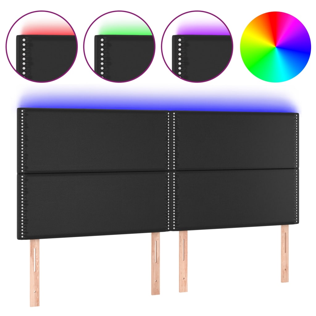Hoofdbord LED 180x5x118/128 cm kunstleer zwart is nu te koop bij PeponiXL, paradijselijk wonen!