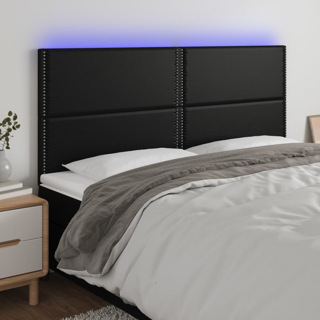Hoofdbord LED 180x5x118/128 cm kunstleer zwart is nu te koop bij PeponiXL, paradijselijk wonen!