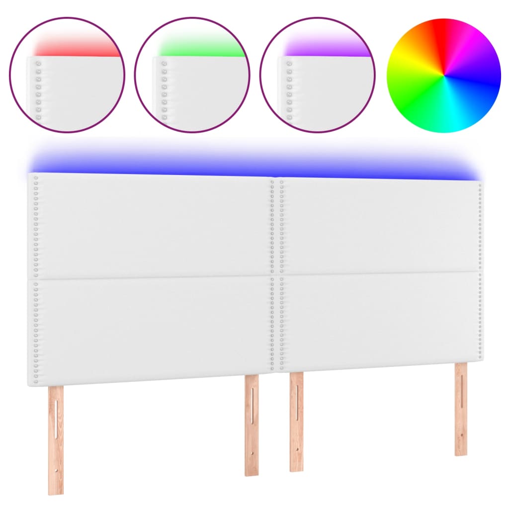 Hoofdbord LED 200x5x118/128 cm kunstleer wit is nu te koop bij PeponiXL, paradijselijk wonen!