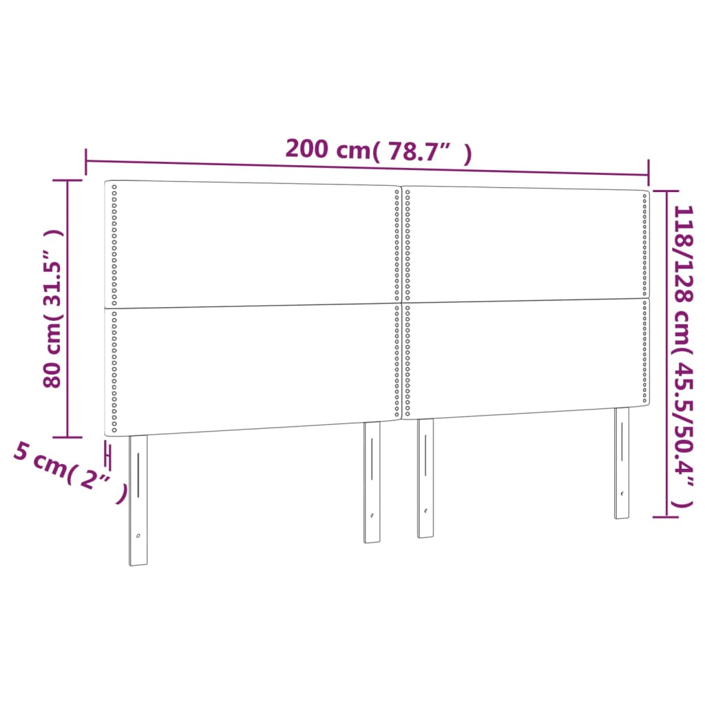 Hoofdbord LED 200x5x118/128 cm kunstleer wit is nu te koop bij PeponiXL, paradijselijk wonen!