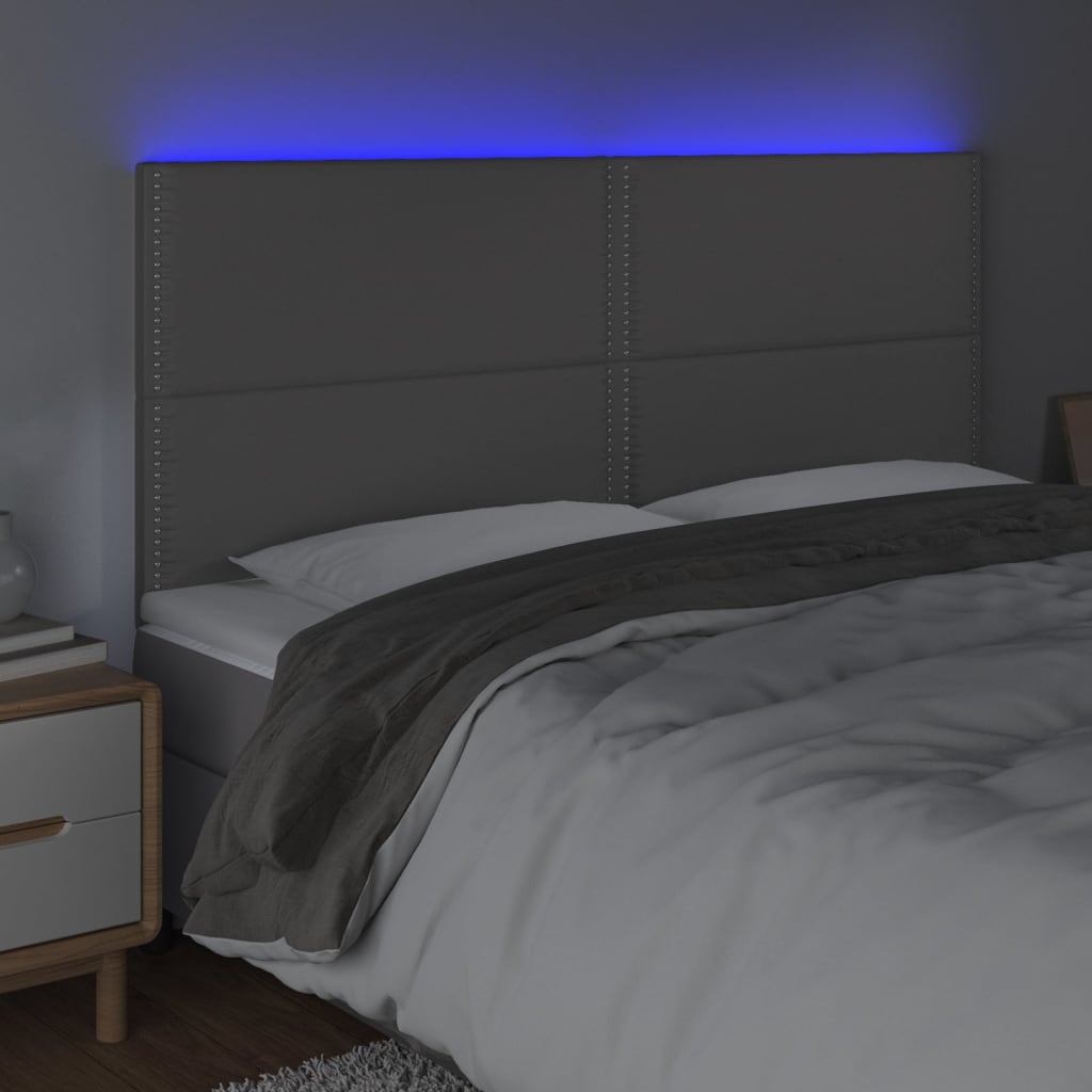 Hoofdbord LED 200x5x118/128 cm kunstleer grijs is nu te koop bij PeponiXL, paradijselijk wonen!