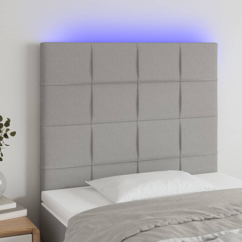 Hoofdbord LED 80x5x118/128 cm stof lichtgrijs is nu te koop bij PeponiXL, paradijselijk wonen!