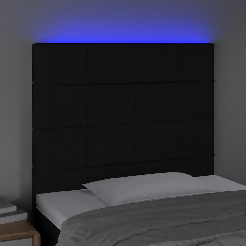 Hoofdbord LED 80x5x118/128 cm stof zwart is nu te koop bij PeponiXL, paradijselijk wonen!