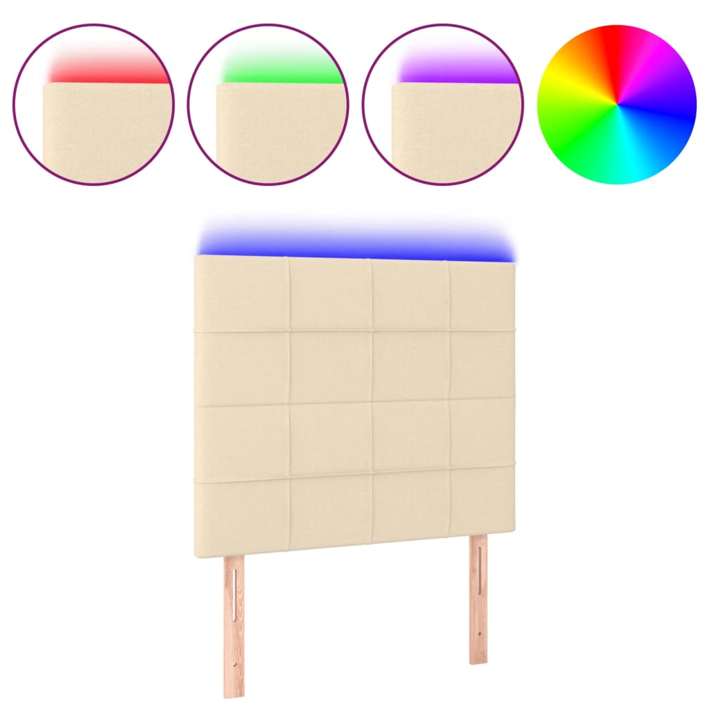 Hoofdbord LED 80x5x118/128 cm stof crèmekleurig is nu te koop bij PeponiXL, paradijselijk wonen!