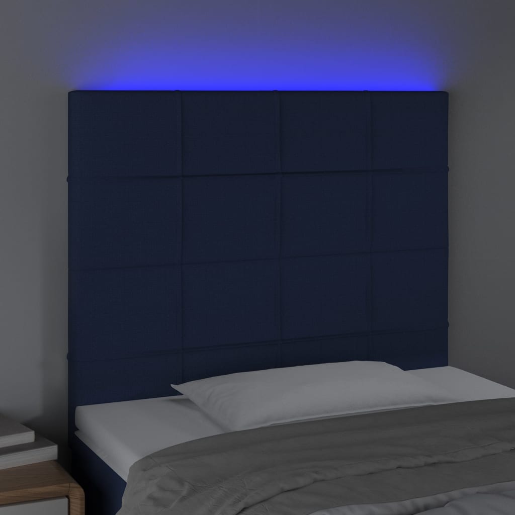Hoofdbord LED 80x5x118/128 cm stof blauw is nu te koop bij PeponiXL, paradijselijk wonen!