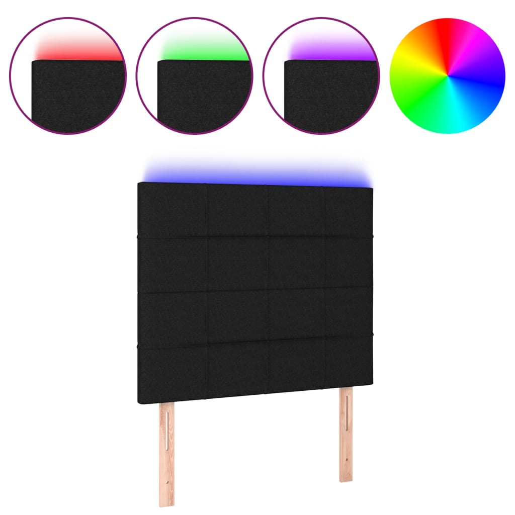 Hoofdbord LED 90x5x118/128 cm stof zwart is nu te koop bij PeponiXL, paradijselijk wonen!