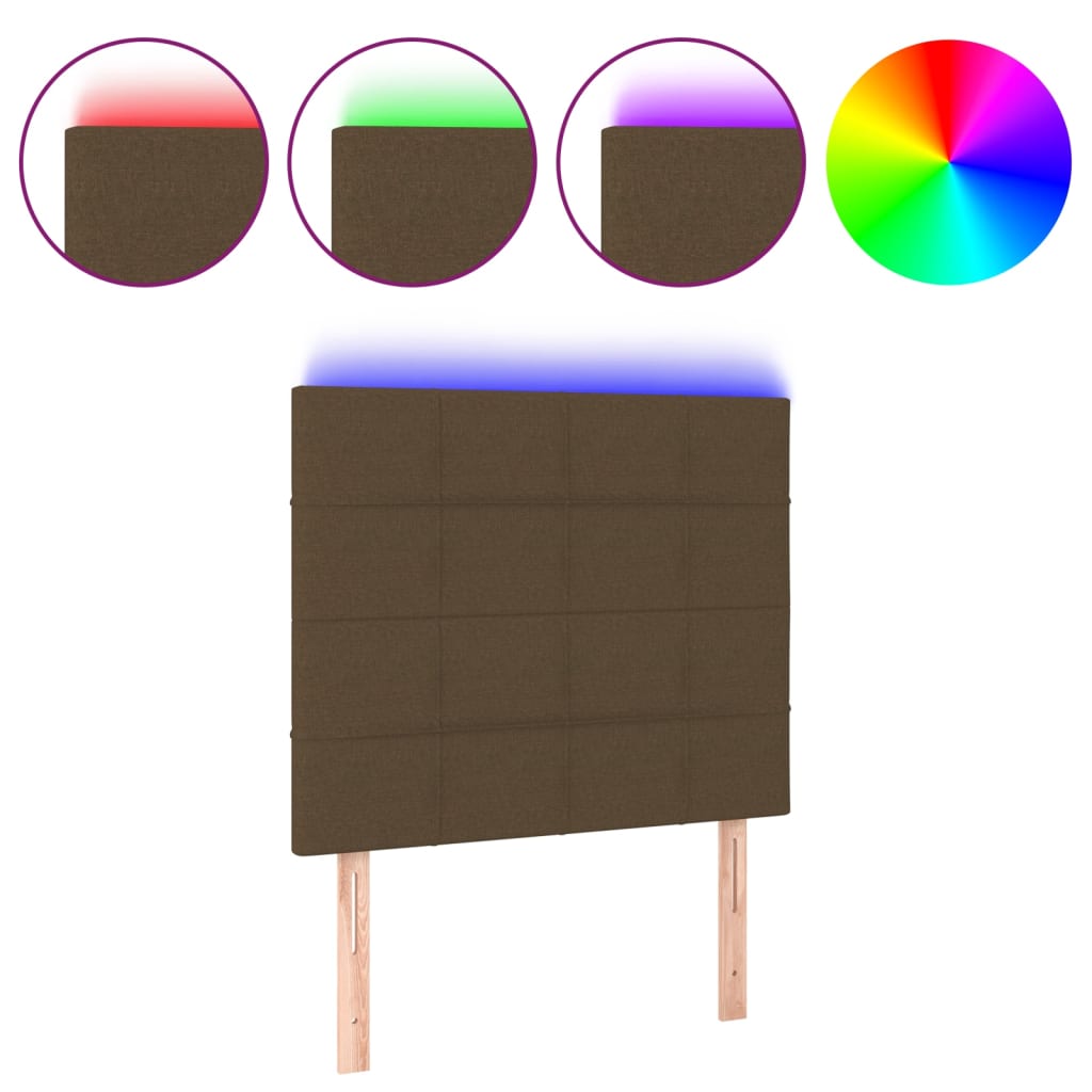 Hoofdbord LED 90x5x118/128 cm stof donkerbruin is nu te koop bij PeponiXL, paradijselijk wonen!