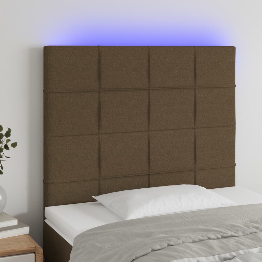 Hoofdbord LED 90x5x118/128 cm stof donkerbruin is nu te koop bij PeponiXL, paradijselijk wonen!